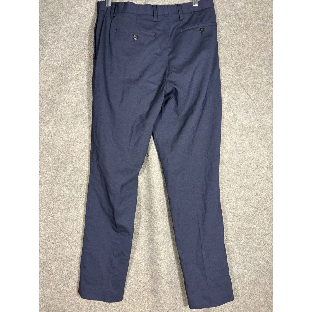 Banana Republic Slim Fit Navy Blue Stretch Wool Dress Pants Mens 32x34 Stain Res